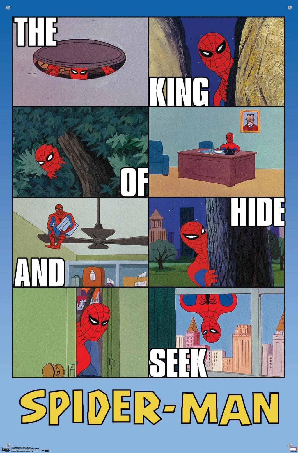 Marvel Comics Spider-Man Hide and Seek Wall Poster with Push Pins - Premium Superhero Decor for Kids Room, Office & Game Room - Perfect for Marvel Fans & Collectors
