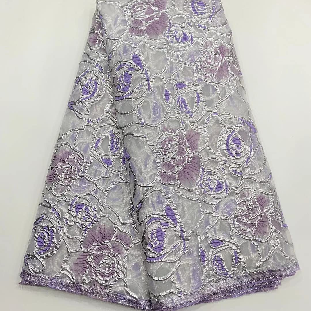 Mahacraft Brocade Jacquard Lace Fabric - Premium African & Nigerian Lace Material (5 Yards) for Sewing Clothes, Bridal Dresses, Party Outfits - Perfect for Traditional Attire, Wedding Gowns & Special Occasion Wear - Style D4228