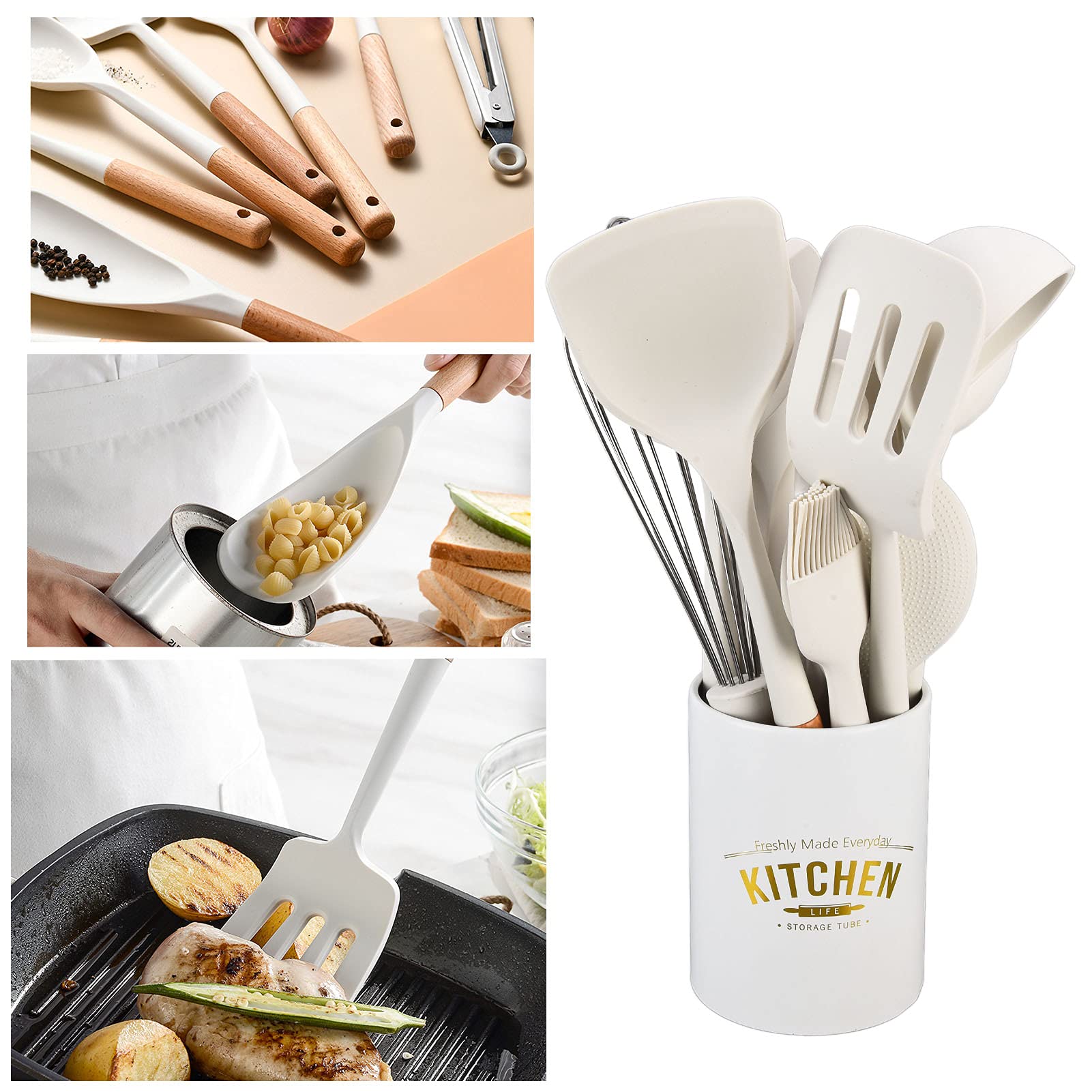 Premium Silicone Kitchen Cookware Set - 12-Piece Non-Slip Heat-Resistant Cooking Utensils for Baking, Frying & Sauteing - Perfect for Home Chefs & Professional Kitchens