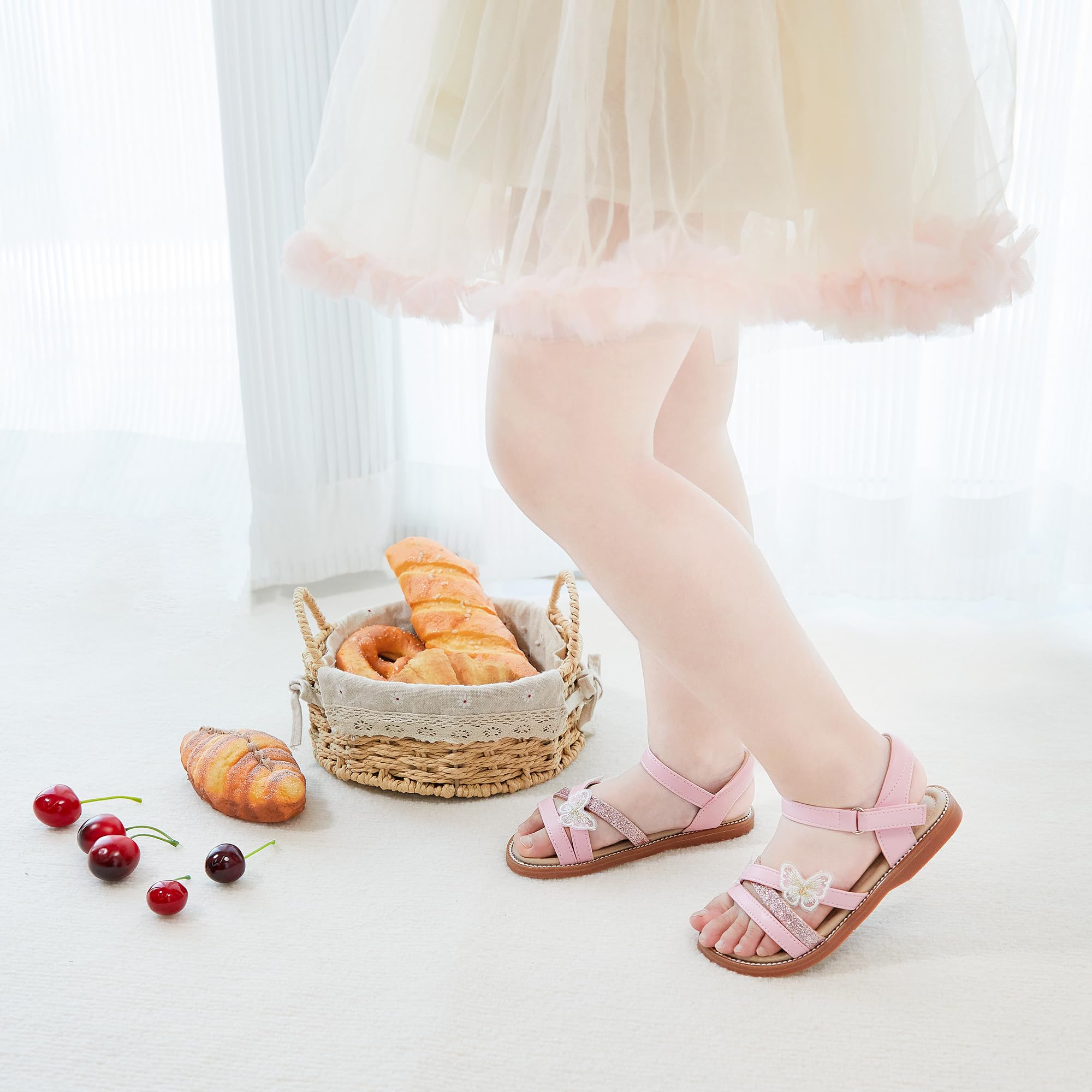 Otter MOMO Girls Sandals - Open Toe Princess Flat Sandals for Summer | Comfortable Casual Shoes for Beach, Park & Outdoor Play