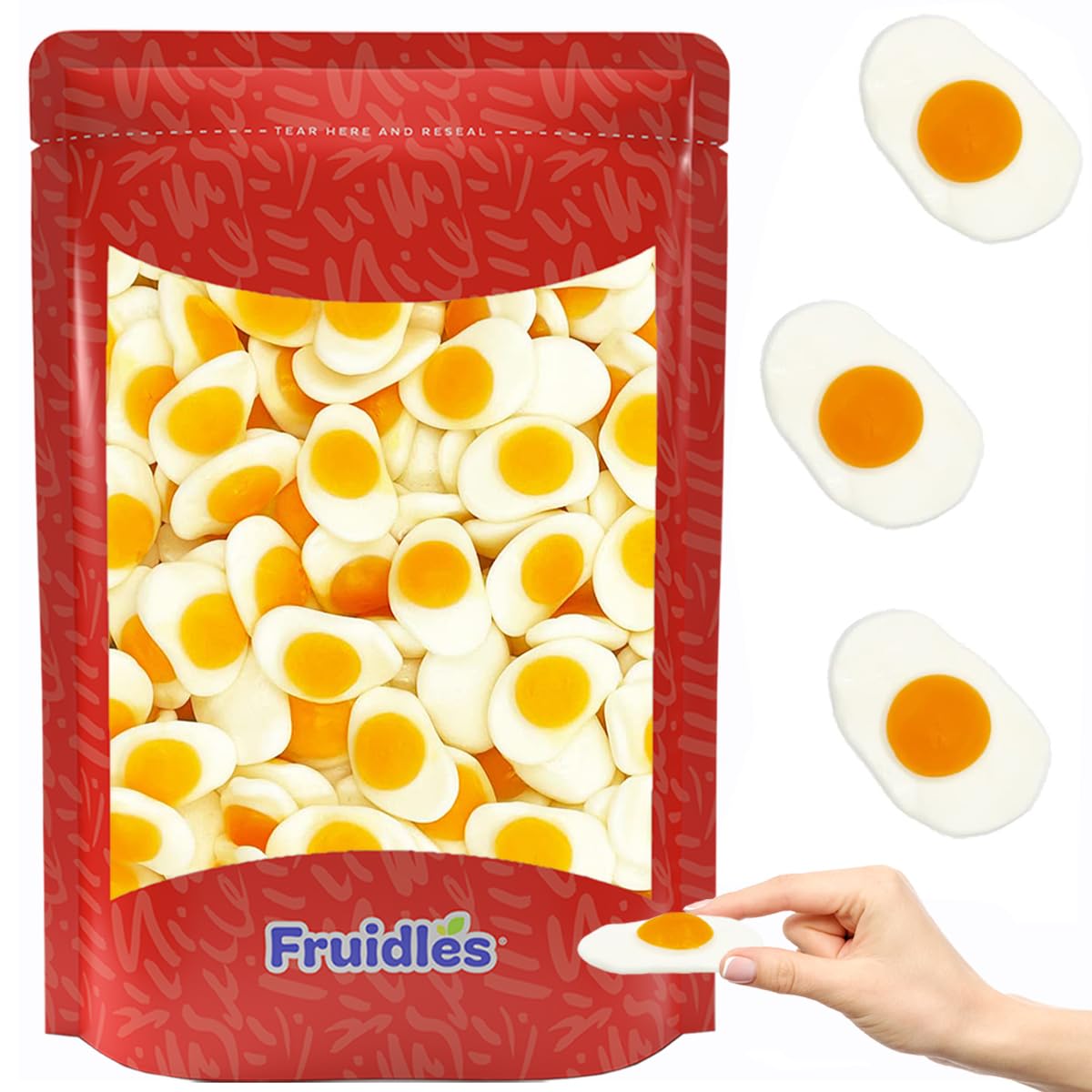 Fruidles Mini Fried Egg Gummi Candy - 1 Pound Bag of Delicious Fruit Flavored Gummies, Omelet Shaped Chewy Sweets - Perfect for Easter Treats, Party Favors & Snack Time