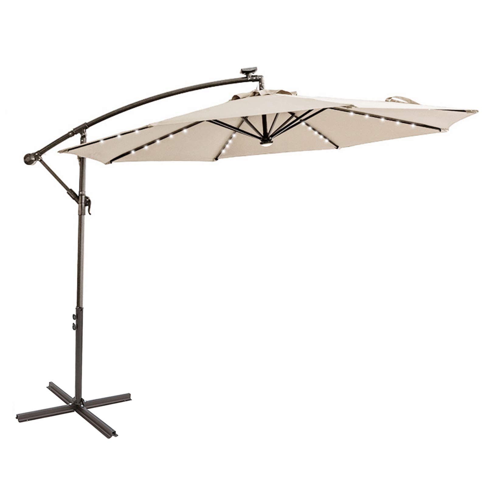 10 ft Offset Cantilever Outdoor Patio Umbrella with Solar LED Lights - Perfect for Poolside, Garden, and Backyard Relaxation
