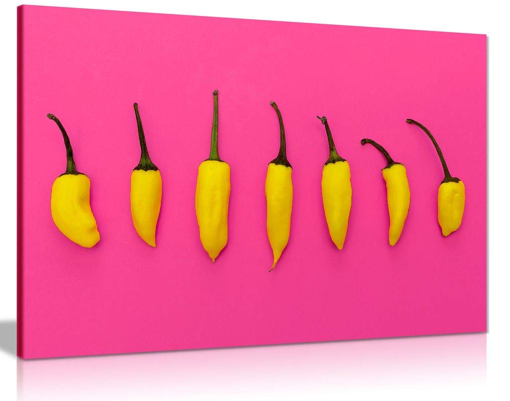 Pink Abstract Contemporary Chili Kitchen Canvas Wall Art Print (12x8) - Modern Home Decor for Dining Room, Kitchen & Living Room