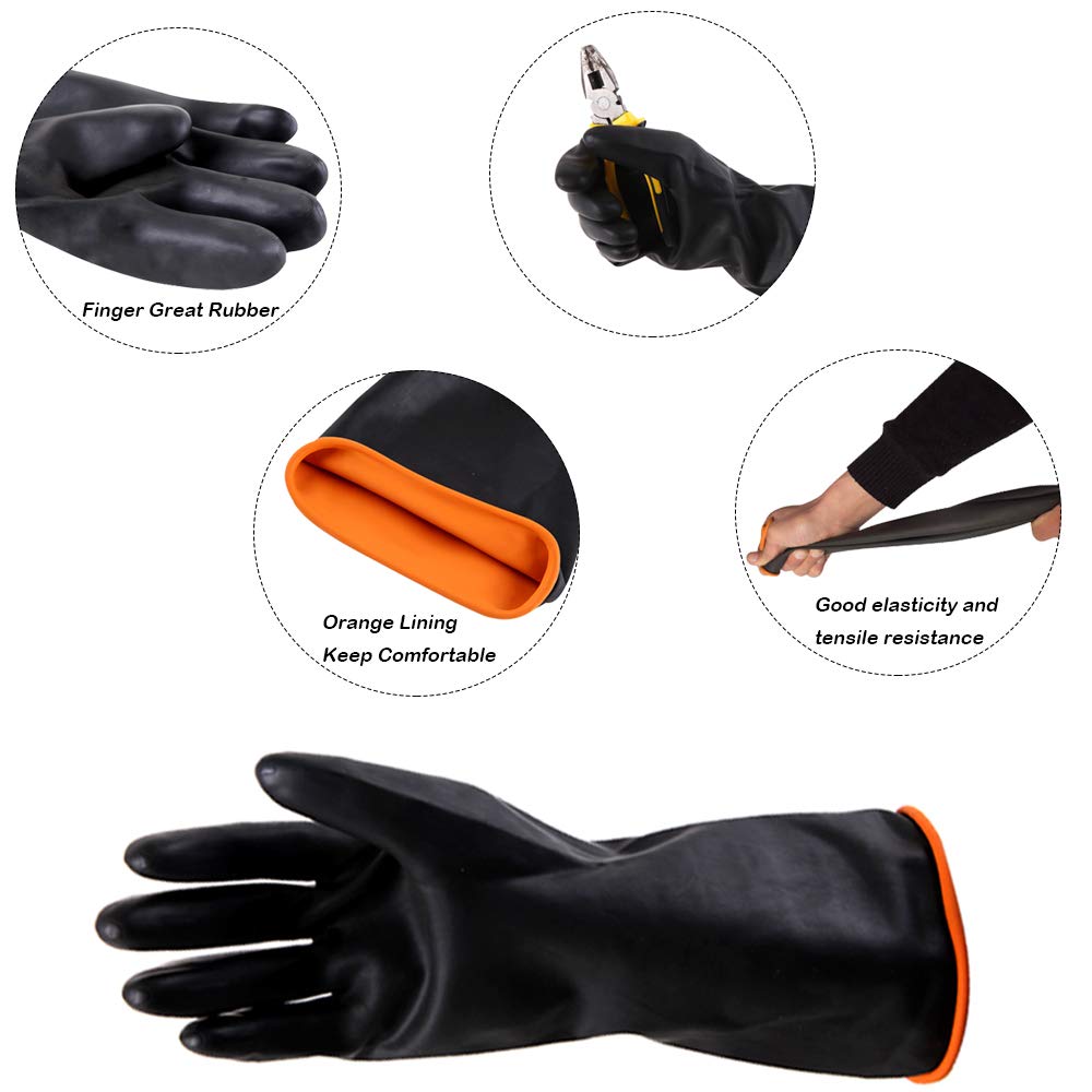 DaKuan Heavy Duty PU Apron & Latex Gloves Set - Waterproof, Acid/Alkali/Oil Resistant Protective Gear for Dishwashing, Lab Work, Butchering & Food Processing | Ideal for Kitchen, Laboratory & Industrial Use