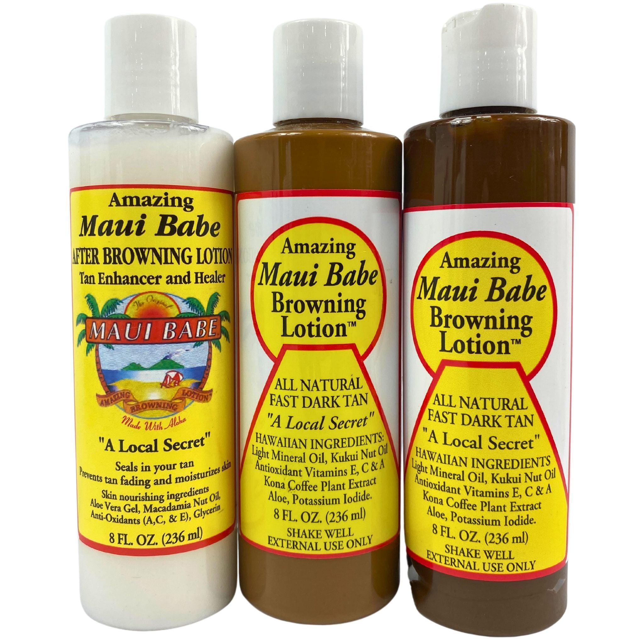 **Maui Babe Browning Lotion & Tan Enhancer - 34 Pack for Sunless Tanning & Skin Healing - Perfect for Beach, Pool & Vacation Glow**