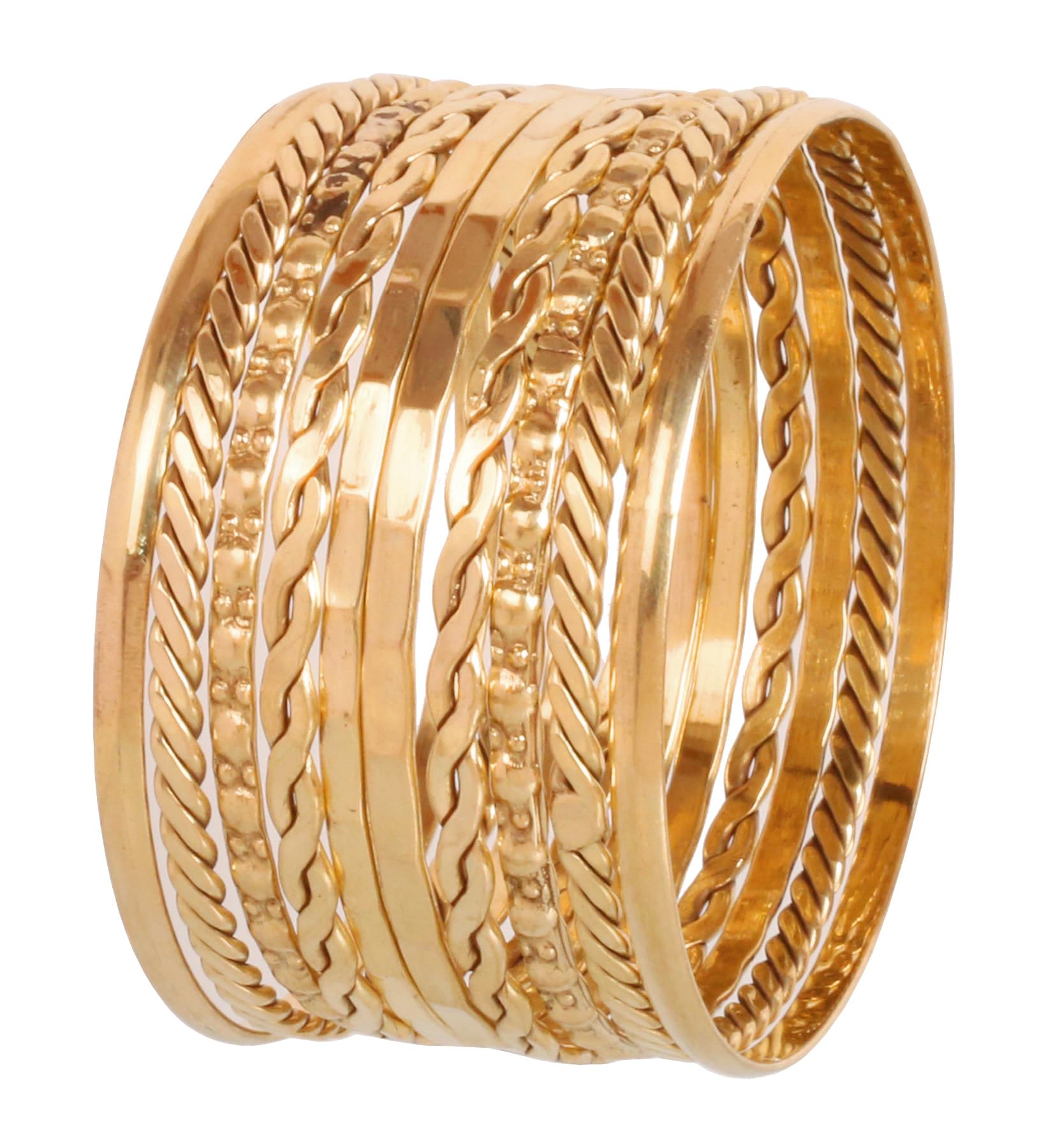 Touchstone Gold Bangle Bracelets for Women - Stackable Textured Engraved Boho Jewelry Set, Perfect for Layering, Gift Giving & Everyday Wear