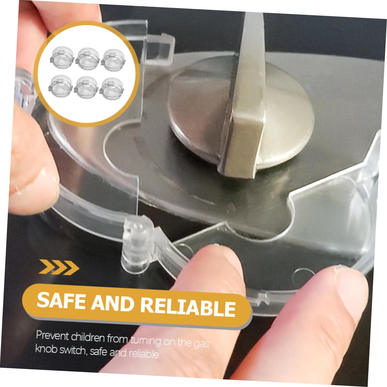 KOMBIUDA 6-Piece Stove Knob Covers - Child Safety Gas Range Protectors, Heatproof & Easy-Open Plastic Knob Guards for Kitchen Stoves - Prevent Accidental Gas Leaks & Burns (Ideal for Homes with Toddlers)