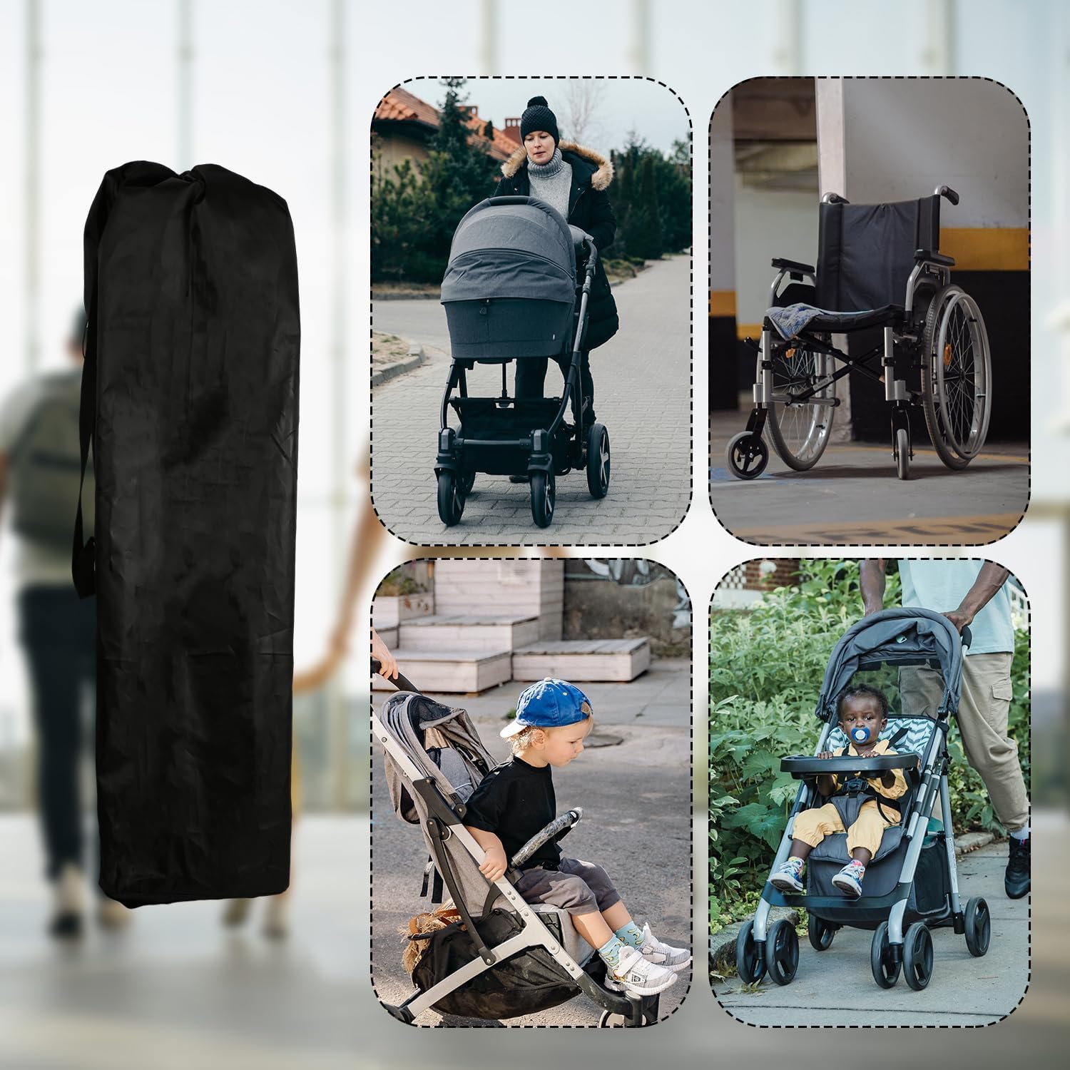 Lightweight Waterproof Pram Travel Bag with Drawstring Closure & Adjustable Lock - Airplane Approved Stroller Storage for Baby Umbrella Strollers | Perfect for Air Travel, Road Trips & Daily Use
