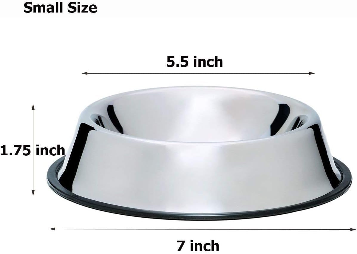 Premium Stainless Steel Dog Bowl with Non-Slip Rubber Base - 200ml Pet Food & Water Dish for Small to Medium Dogs | Durable, Easy Clean, Spill-Proof Design for Home, Travel & Outdoor Use