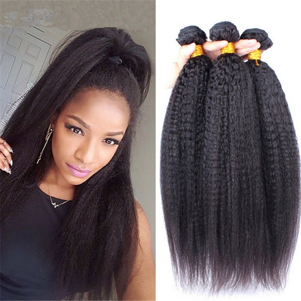 8A Mongolian Kinky Straight Hair Wefts - 3pcs/Lot 100% Unprocessed Human Hair Extensions - Italian Coarse Yaki Virgin Hair Bundles 10-30