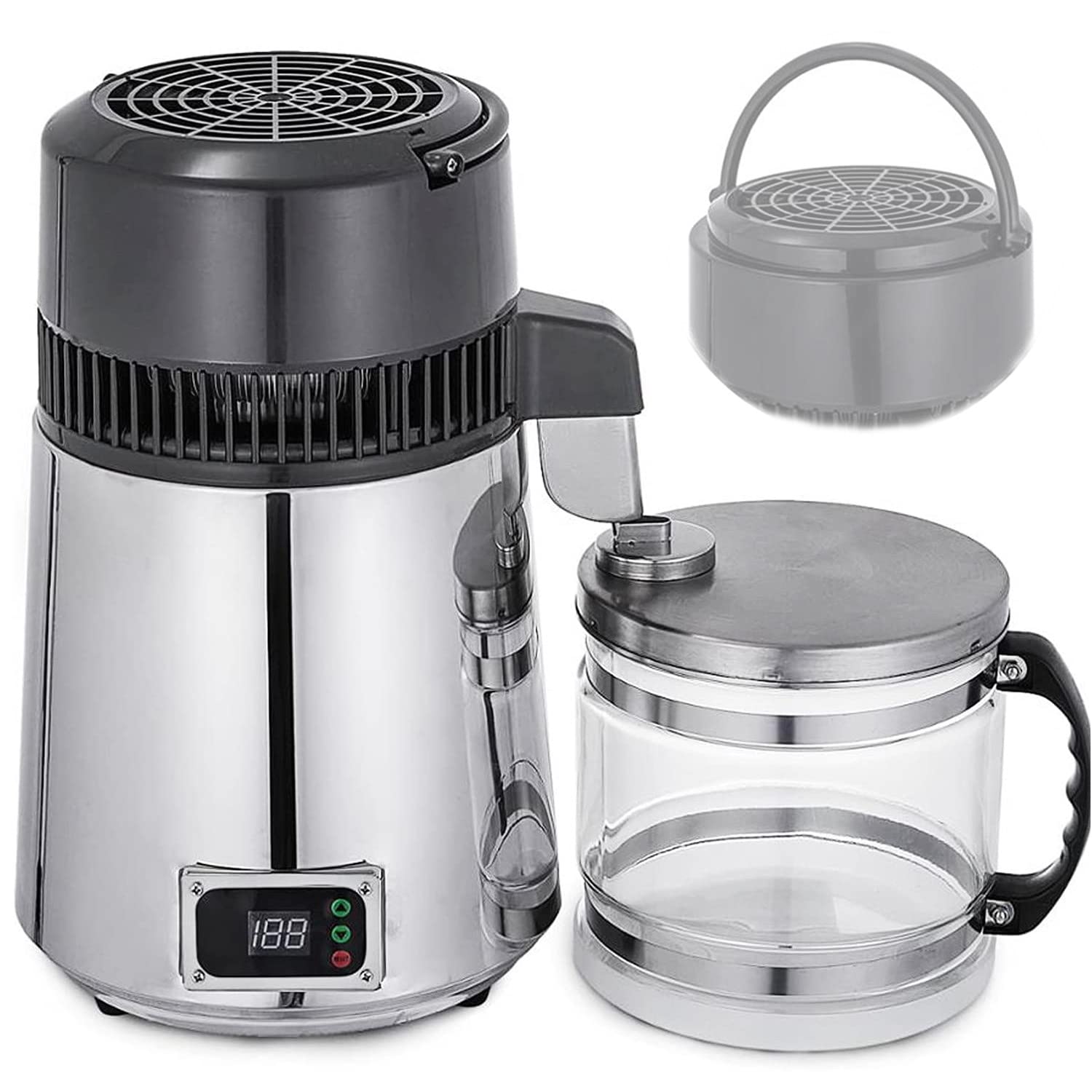 4L Home Pure Water Distiller - 750W Stainless Steel Water Purifier with Glass Container for Clean Drinking Water | Perfect for Home, Office, and Emergency Preparedness