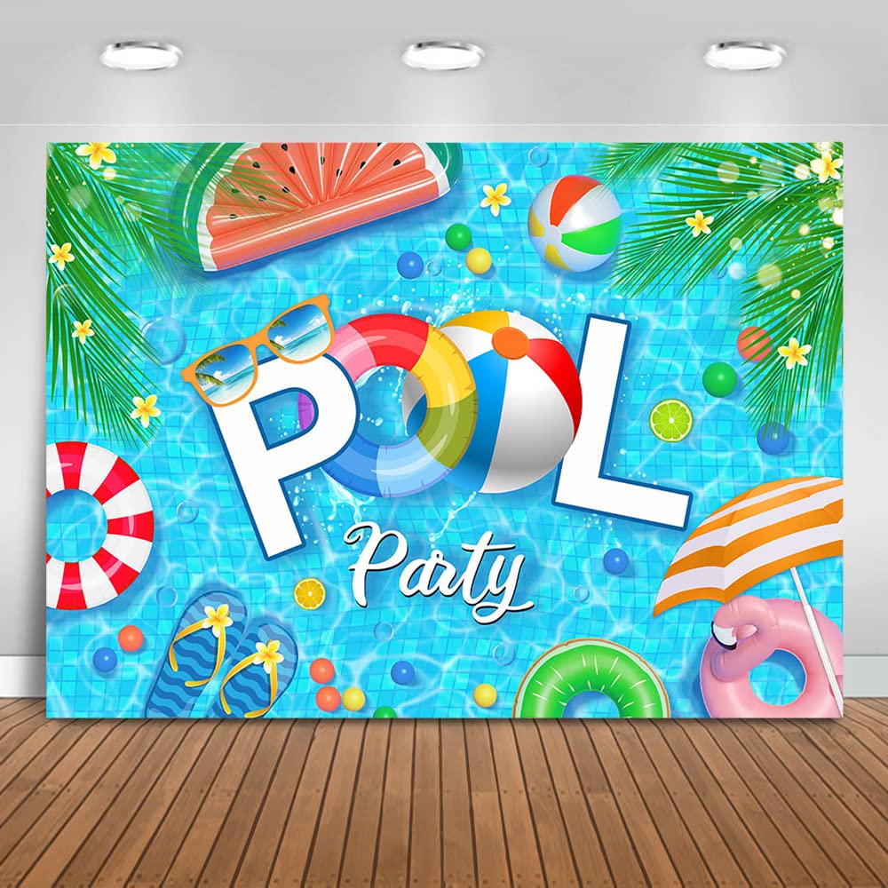 8x6ft Mocsicka Pool Party Backdrop - Summer Splash Birthday Decor, Swimming Party Background for Cake Table, Photo Booth & Party Decorations | Perfect for Summer Birthdays, Pool Parties & Outdoor Celebrations