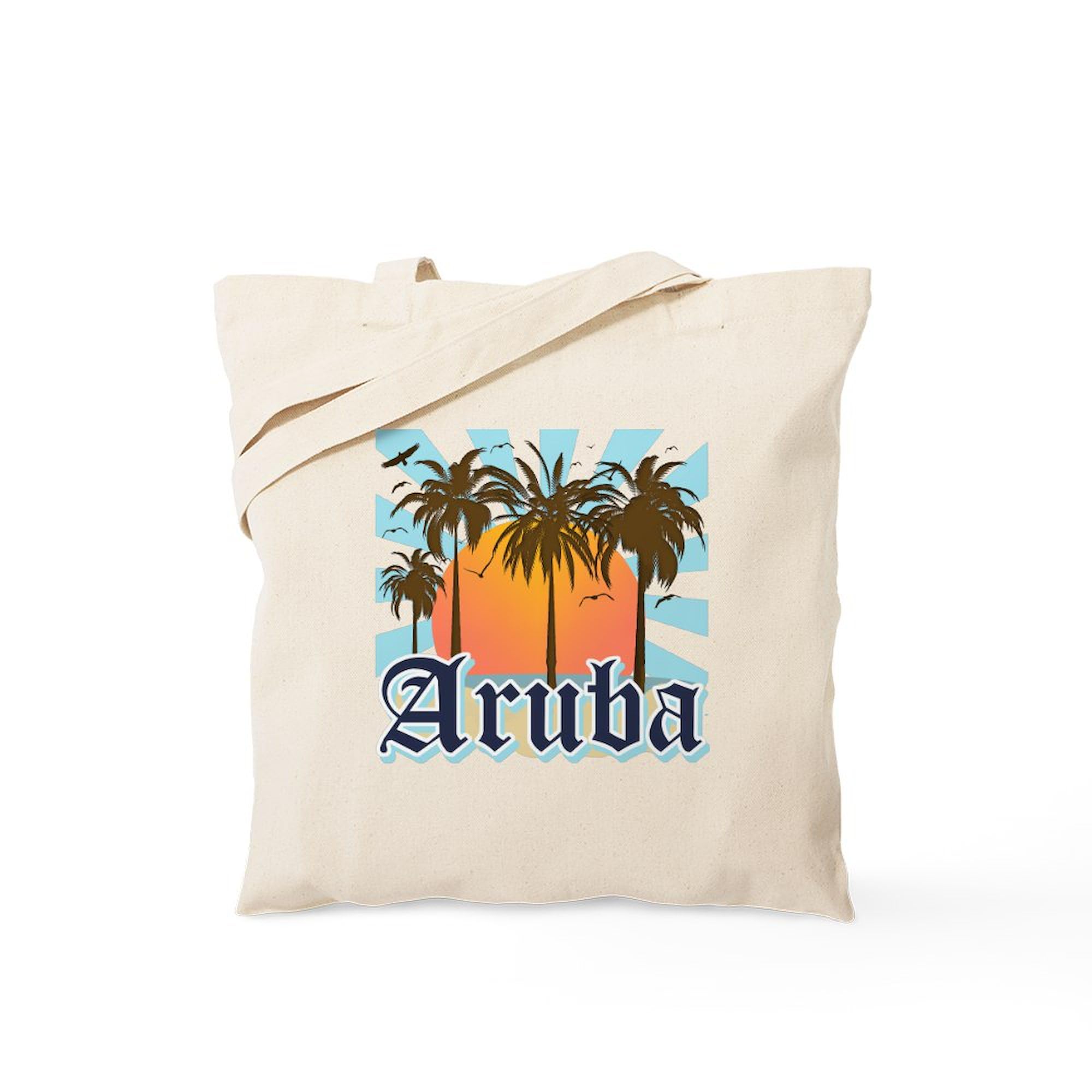 Aruba Caribbean Island Tote Bag - Natural Canvas Reusable Shopping Bag for Beach, Grocery & Travel | Eco-Friendly Cotton Tote