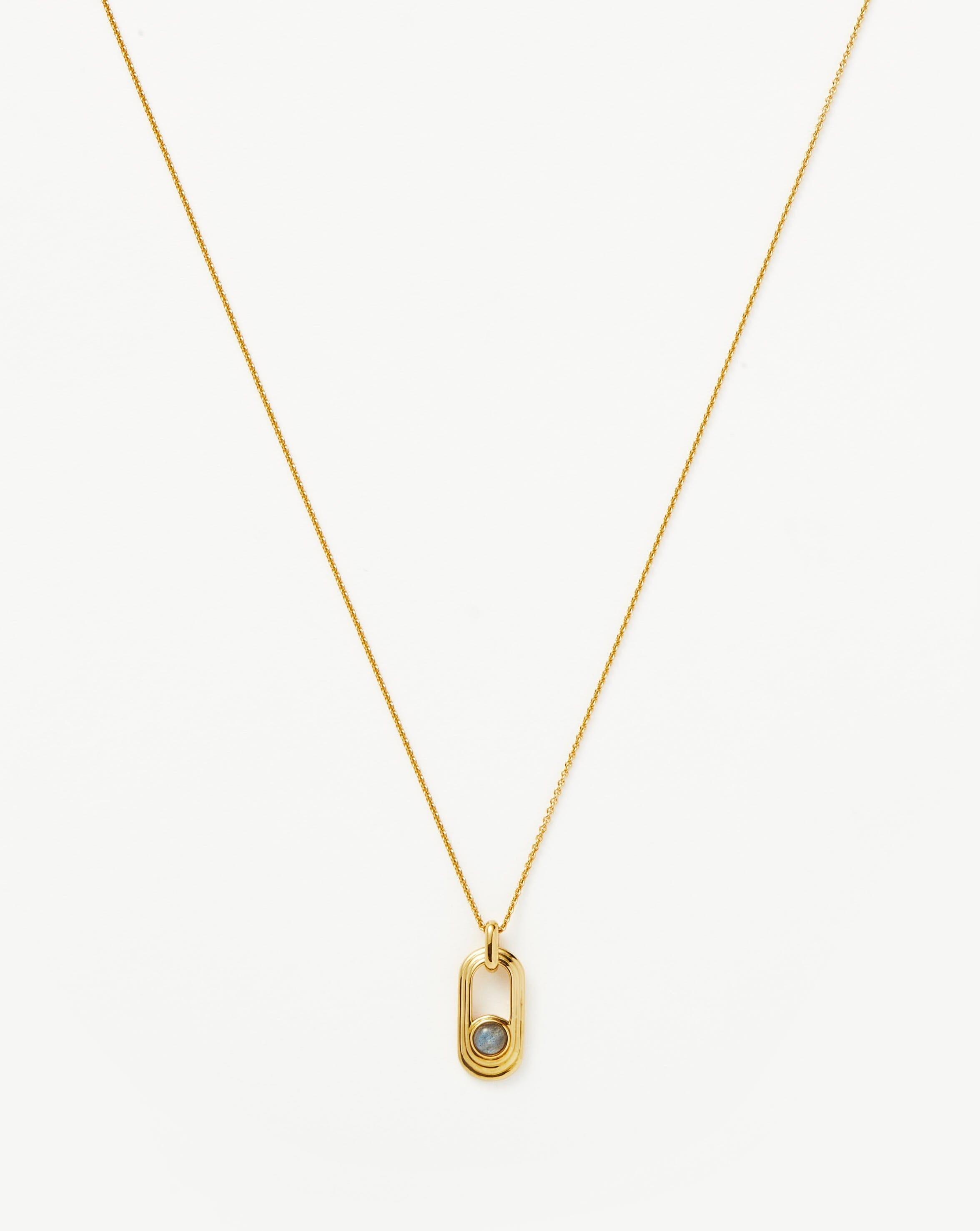 Zenyu Link Gemstone Ovate Pendant Necklace - 18k Gold Plated Labradorite Jewelry for Women | Elegant Gift for Birthday, Anniversary & Special Occasions