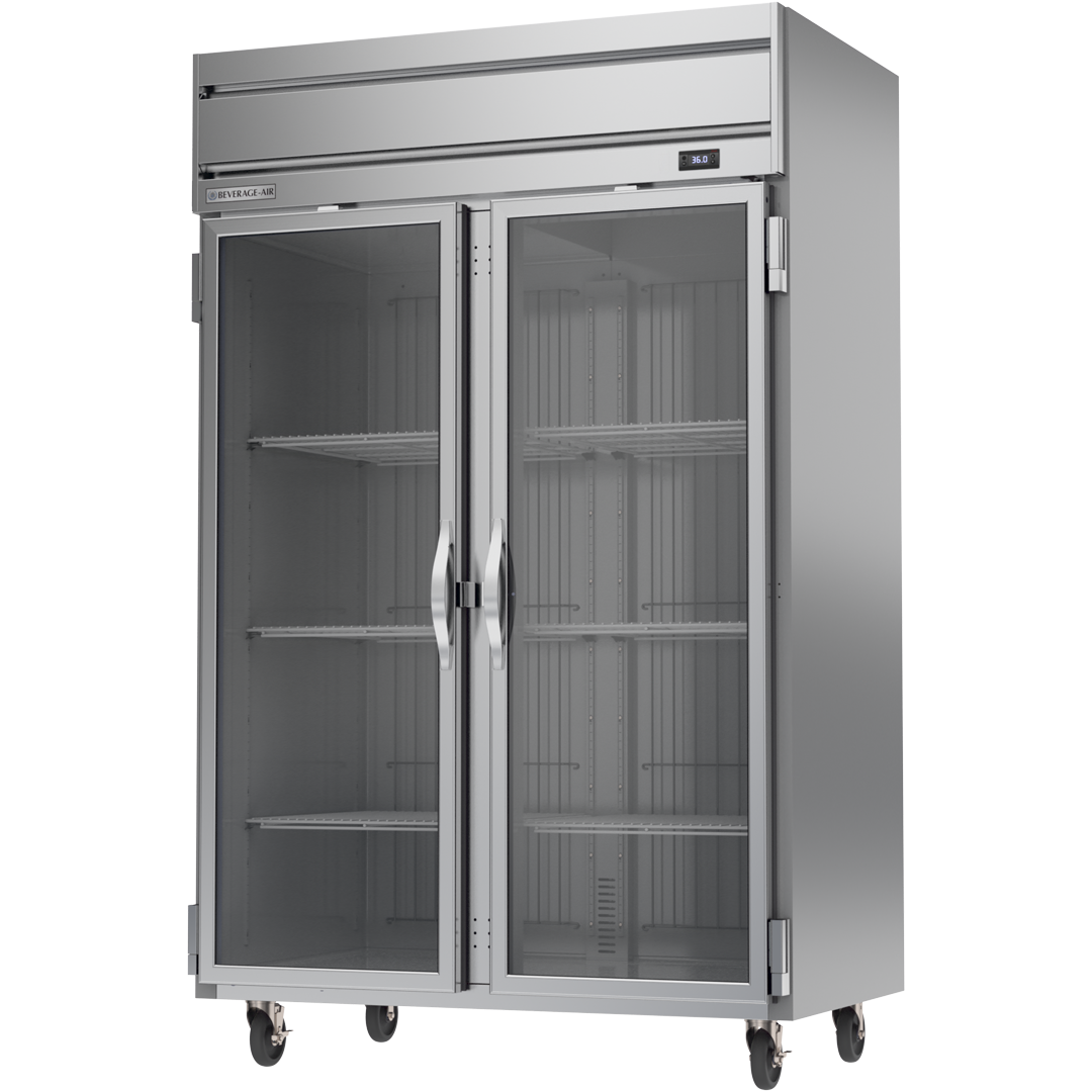 Beverage Air HR2HC 1 Gallon 2 Glass Door Top Mount Commercial Refrigerator - Stainless Steel Front - Perfect for Restaurants, Bars, and Cafes