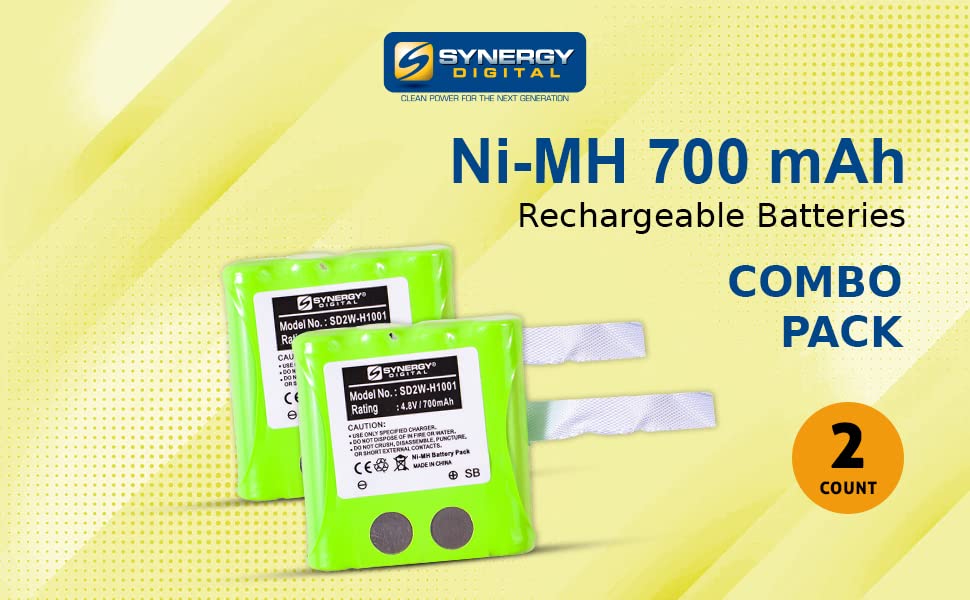 Synergy Digital 2-Way Radio Rechargeable Batteries - 4.8V 700mAh NiMH Battery Pack for Cobra FRS110 Walkie Talkie - Replacement for Cobra FA-BP Battery - 2-Pack Combo - Perfect for Outdoor Adventures, Camping, Hiking & Emergency Communication