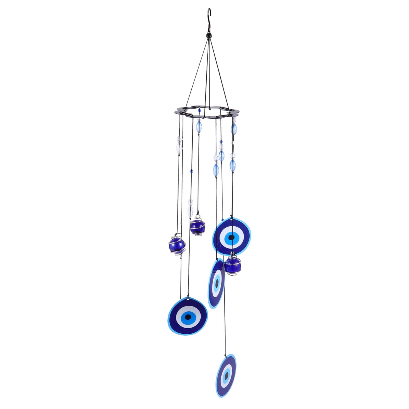 DOITOOL Turkish Blue Evil Eye Wall Hanging Wind Chime - Handmade Home & Garden Decor, Unique Sympathy Gift for Housewarming, Birthday, Wedding | Perfect for Porch, Patio, Bedroom & Outdoor Spaces