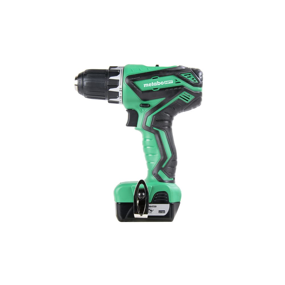 Metabo HPT 12V Cordless Drill with 2 Lithium Ion Batteries, Carrying Case & 7-Piece Bit Set - Perfect for DIY Projects, Home Repairs & Woodworking (DS10DFL2)
