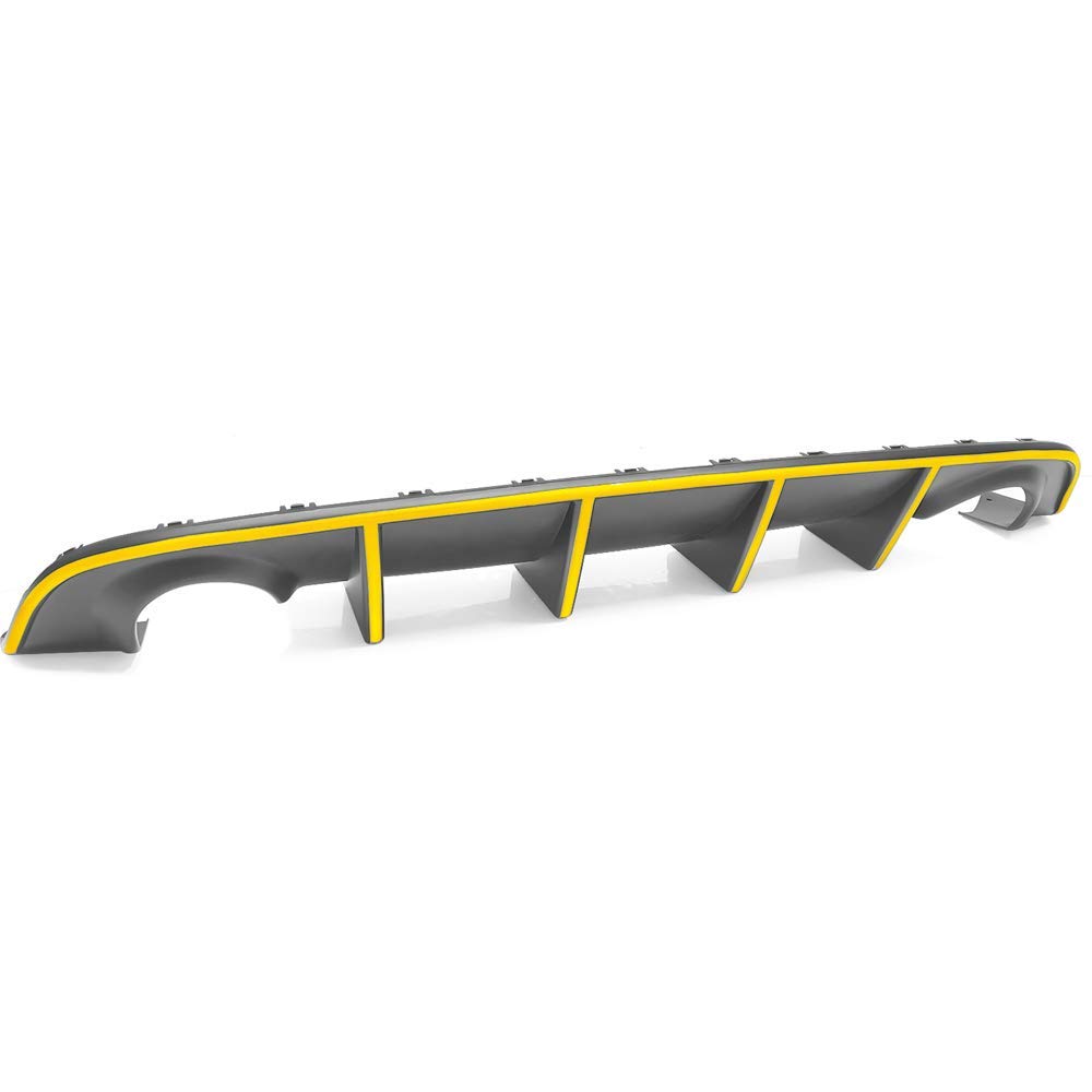 IKON MOTORSPORTS Bumper Lip Spoiler for 2015-2023 Dodge Charger SRT | Factory Style Rear Diffuser with Yellow Reflective Tape | Enhances Aerodynamics & Style for Street Racing & Car Shows