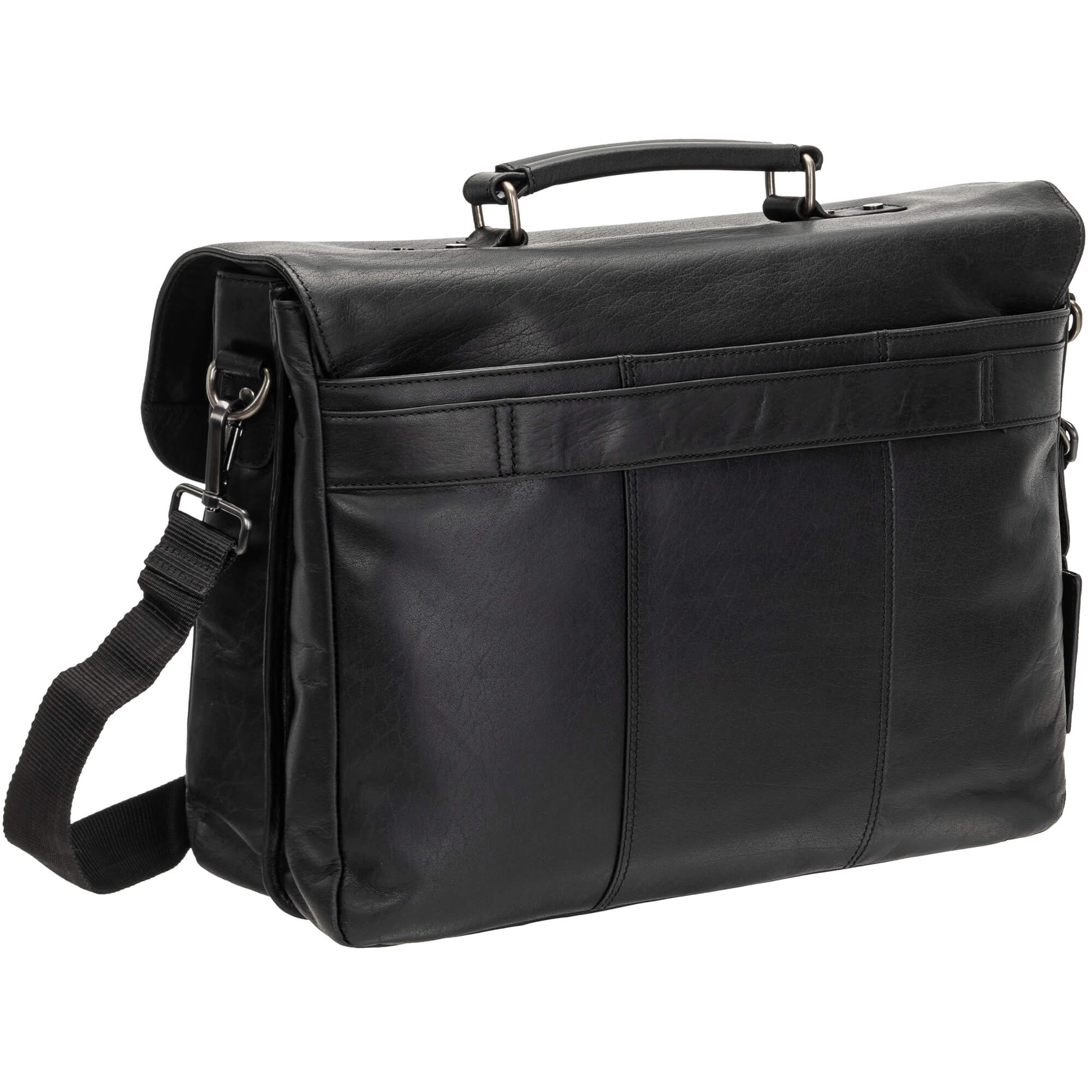 Mancini BUFFALO Professional Double Compartment Leather Briefcase for 15.6 Inch Laptop & Tablet - Business Travel & Office Work Accessory