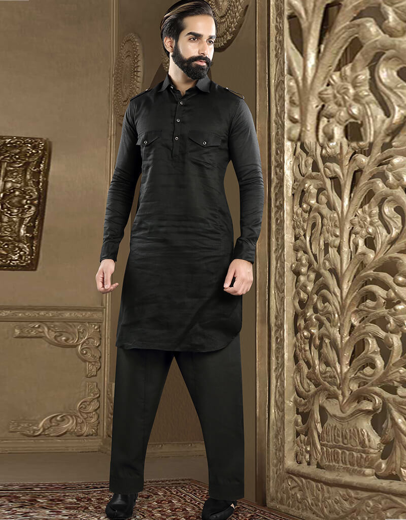 Elegant Black Banarasi Dhupion Silk Kurta with Churidar - Traditional Indian Ethnic Wear for Women - Perfect for Weddings, Festivals & Special Occasions