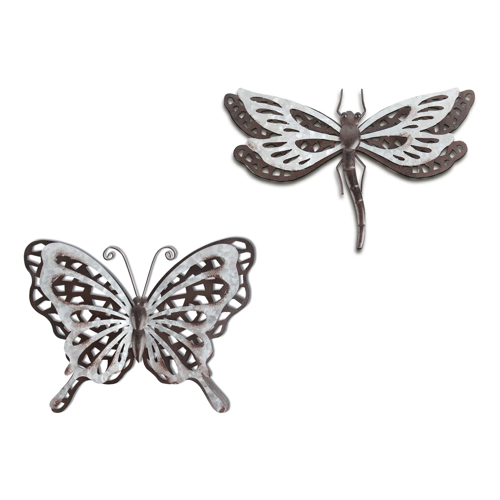 HONGLAND 3D Metal Dragonfly & Butterfly Wall Art Decor - Indoor Outdoor Garden Patio Fence Decoration for Home & Yard | Perfect for Wall Accents, Backyard Decor, and Outdoor Living Spaces