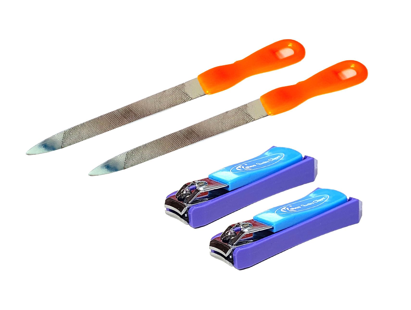 TopFinder® 2-Piece Professional Stainless Steel Nail File Set with Nail Cutter - Manicure Pedicure Kit for Women, Nail Shaper, Polisher & Sharpener Tools - Perfect for Bridal, Home & Salon Use