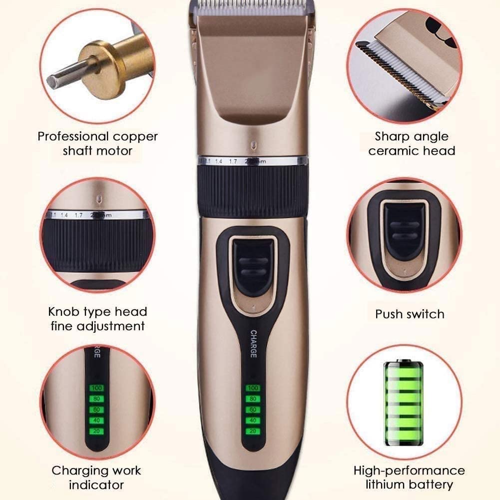 Professional Pet Grooming Kit - USB Rechargeable Cordless Dog & Cat Hair Trimmer with Shears | Gentle Electric Shaver for Home Grooming & Professional Use | Perfect for Dogs, Cats & Small Pets