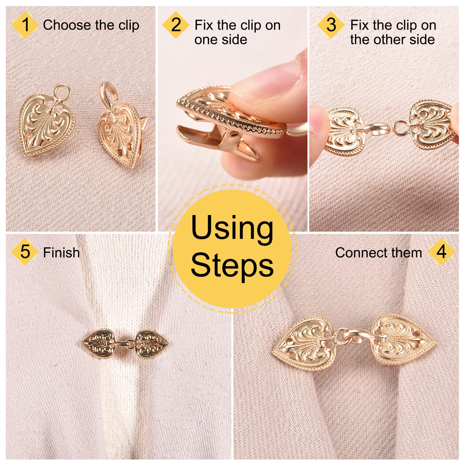 Vintage Sweater Clips for Women - Retro Cape Cloak Clasp, Cardigan & Shawl Collar Pin - Elegant Dress Shirt Brooch Clip | Perfect for Vintage Fashion, Office Wear & Special Occasions