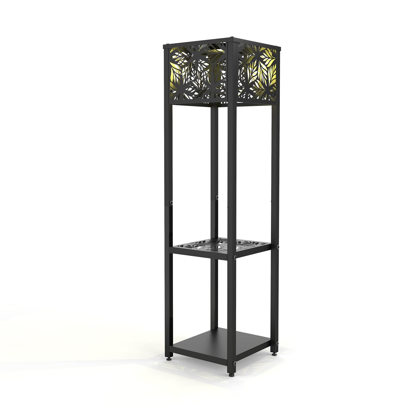 WHNB Heavy Duty Cast Iron 2-Tier Solar Plant Stand - 29.5 Inch Vintage Metal Planter Rack for Indoor/Outdoor Use - Decorative Flower Pot Holder with Rustic Style - Perfect for Patio, Garden, Balcony and Porch Decor