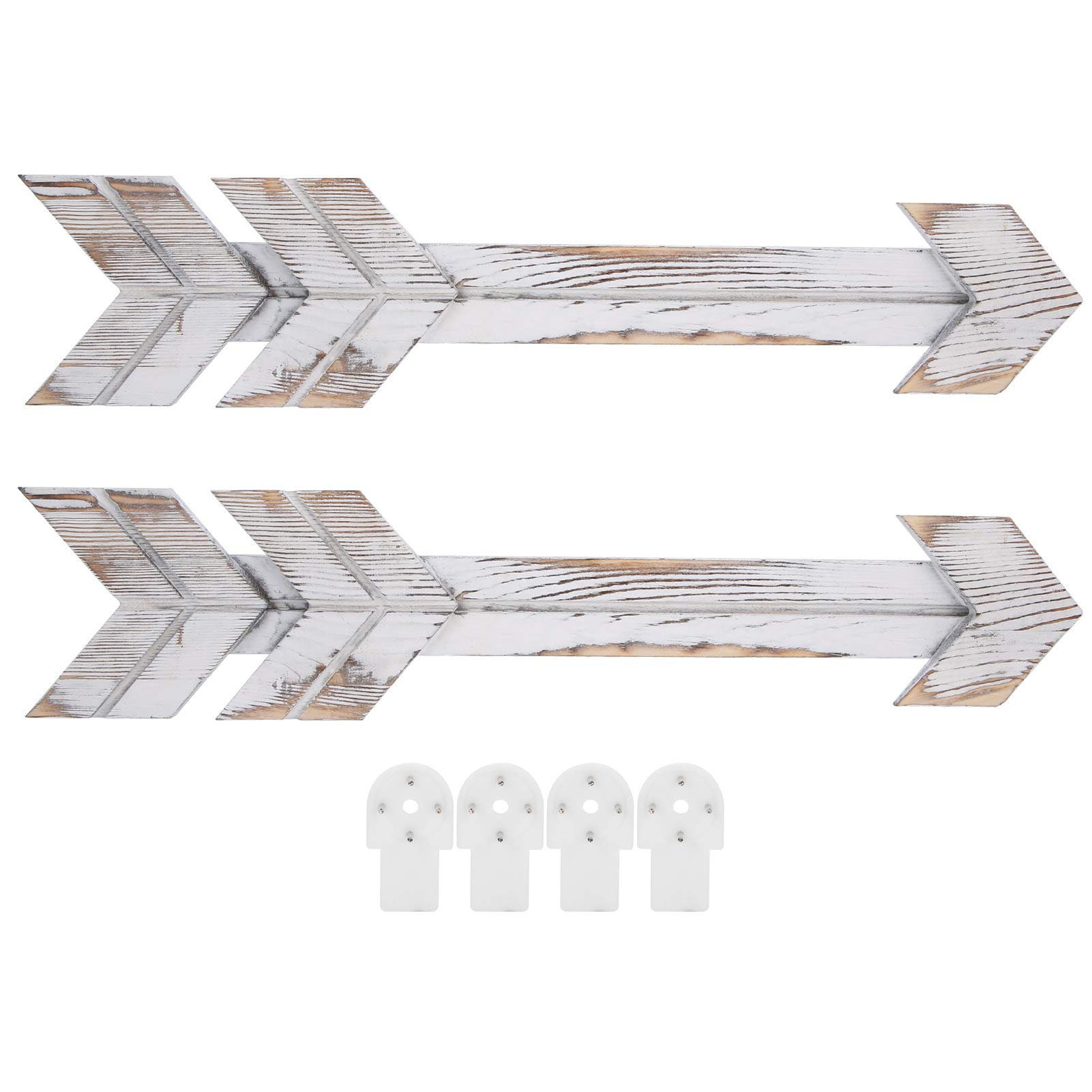 Rustic Wooden Arrow Wall Decor - 2PCS White Farmhouse Style Wedding & Home Decoration for Living Room, Bedroom, or Entryway - Handmade Wood Arrow Sign for Boho, Country & Rustic Interior Design
