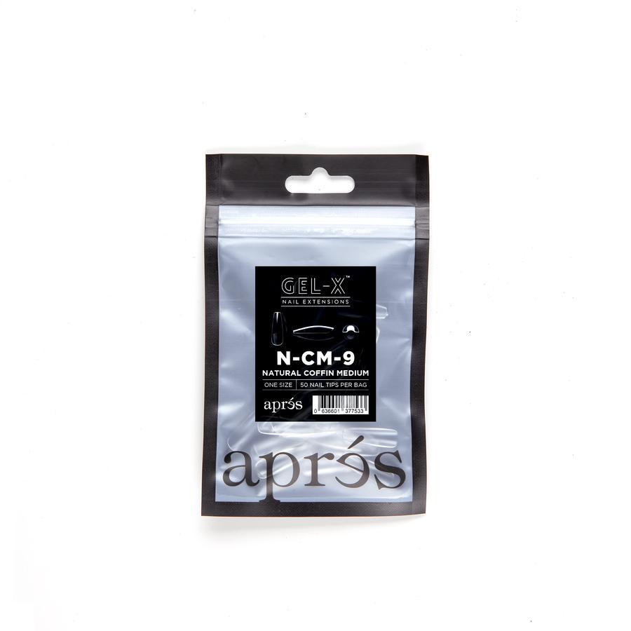 Apres Gel X Natural Coffin Medium Refill Tips 2.0 - #000 & #9 Nail Extensions for Salon & Home Manicure | Perfect for DIY Nail Art & Professional Use