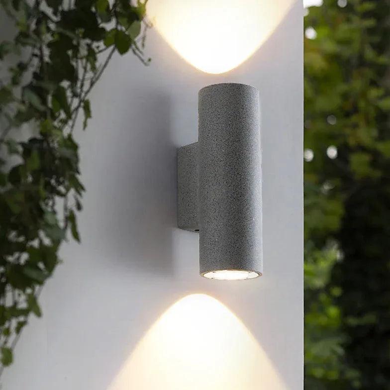 Textured Cylinder Outdoor Wall Lights - Up and Down Lighting for Patio, Garden, and Exterior Decor | Weatherproof & Modern Design