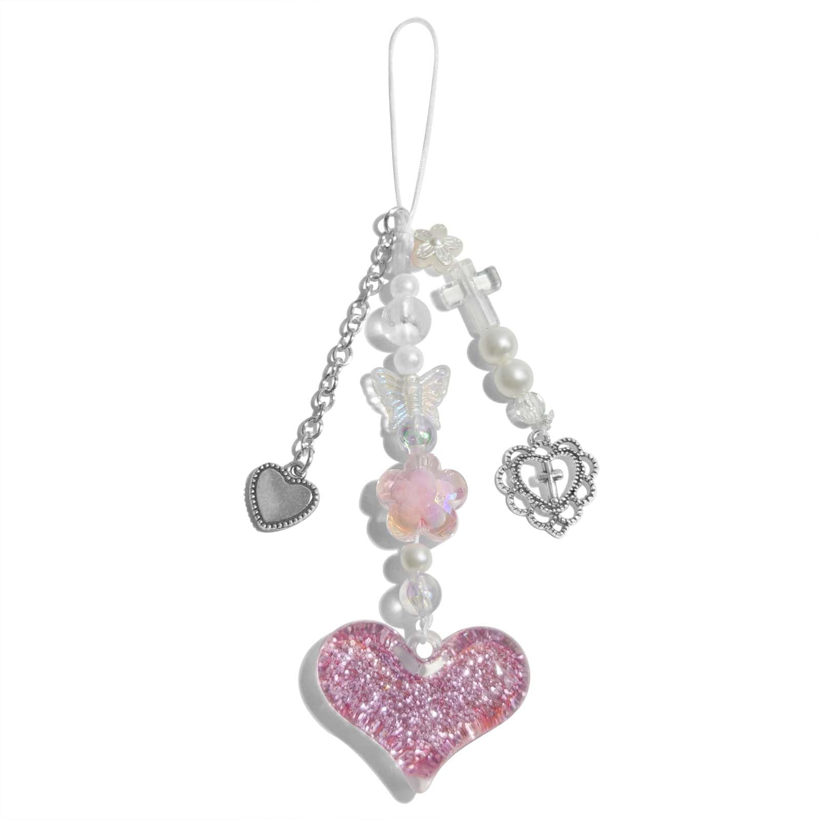 Y2K Pink Phone Charm - Cute Strawberry Star Heart Pendant for Women | Camera Bag & Phone Accessory Decor | Perfect for Selfies, Gifts & Kawaii Fashion