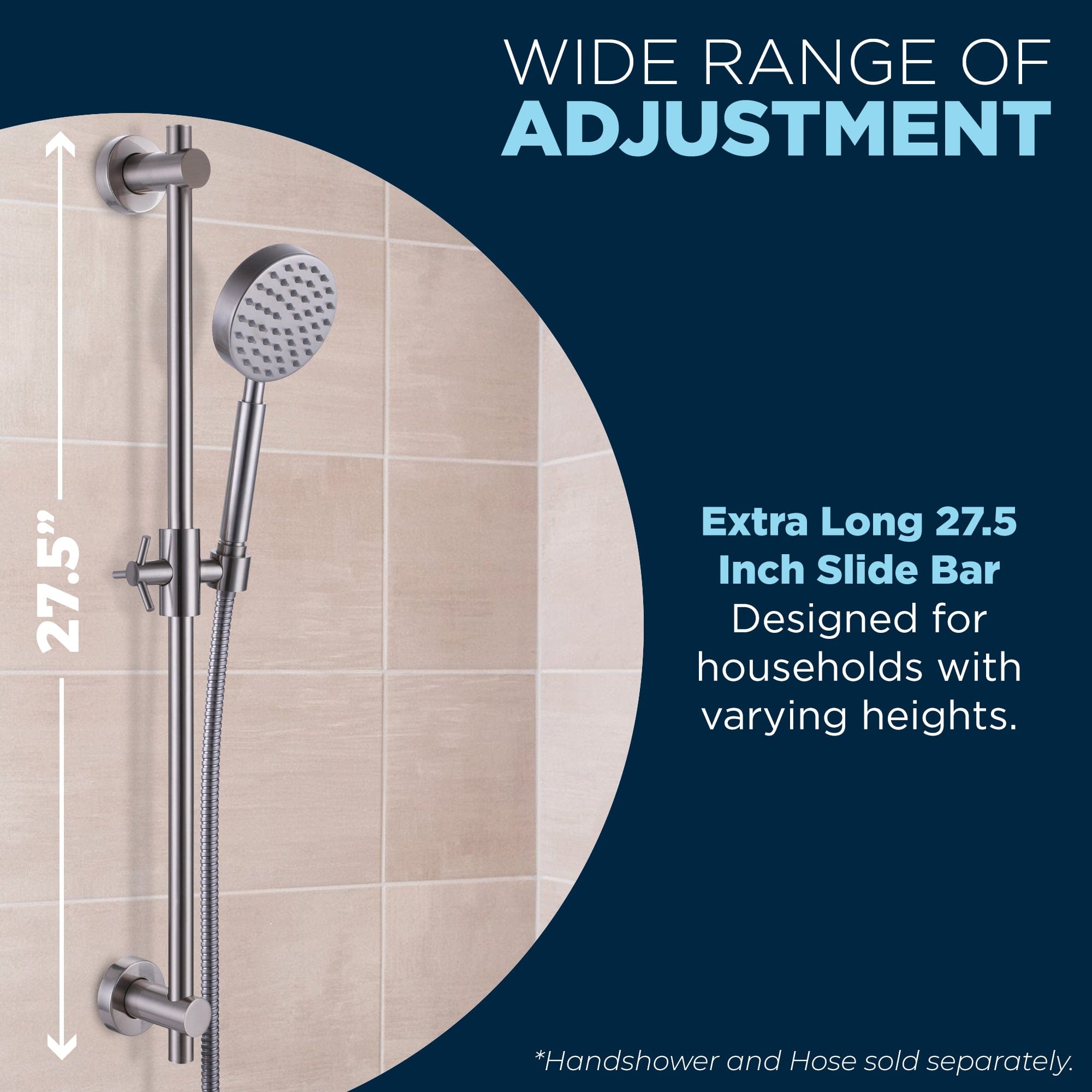 Premium All-Metal Dual Shower Head with Adjustable Slide Bar - 2.5 GPM Water Saving Shower System with Diverter & Shower Arm - Perfect for Spa-Like Experience in Master Bathroom or Guest Bath