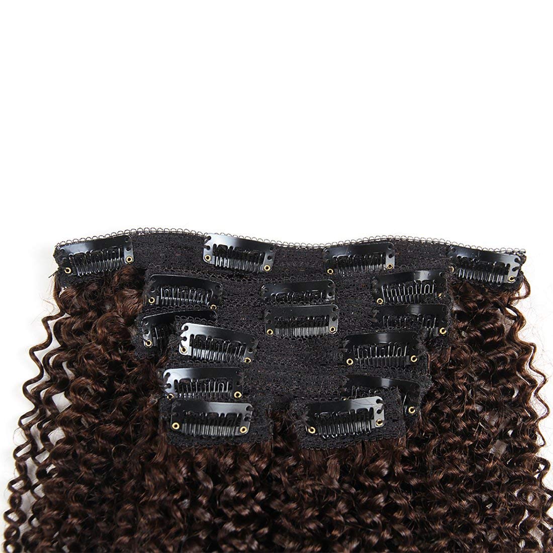 24 Inch Super Long Kinky Curly Human Hair Clip-In Extensions - 200g Dark Brown Virgin Hair Double Weft 7-Piece Set for African American Women | Perfect for Special Occasions, Weddings & Everyday Glam