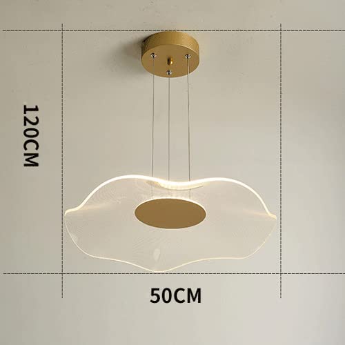 Golden Lotus Leaf Pendant Light - Modern Metal Hanging Lamp with Irregular Acrylic Lampshade, Dimmable LED Chandelier for Dining Room & Kitchen Island Lighting | Perfect for Contemporary Home Decor & Restaurant Ambiance