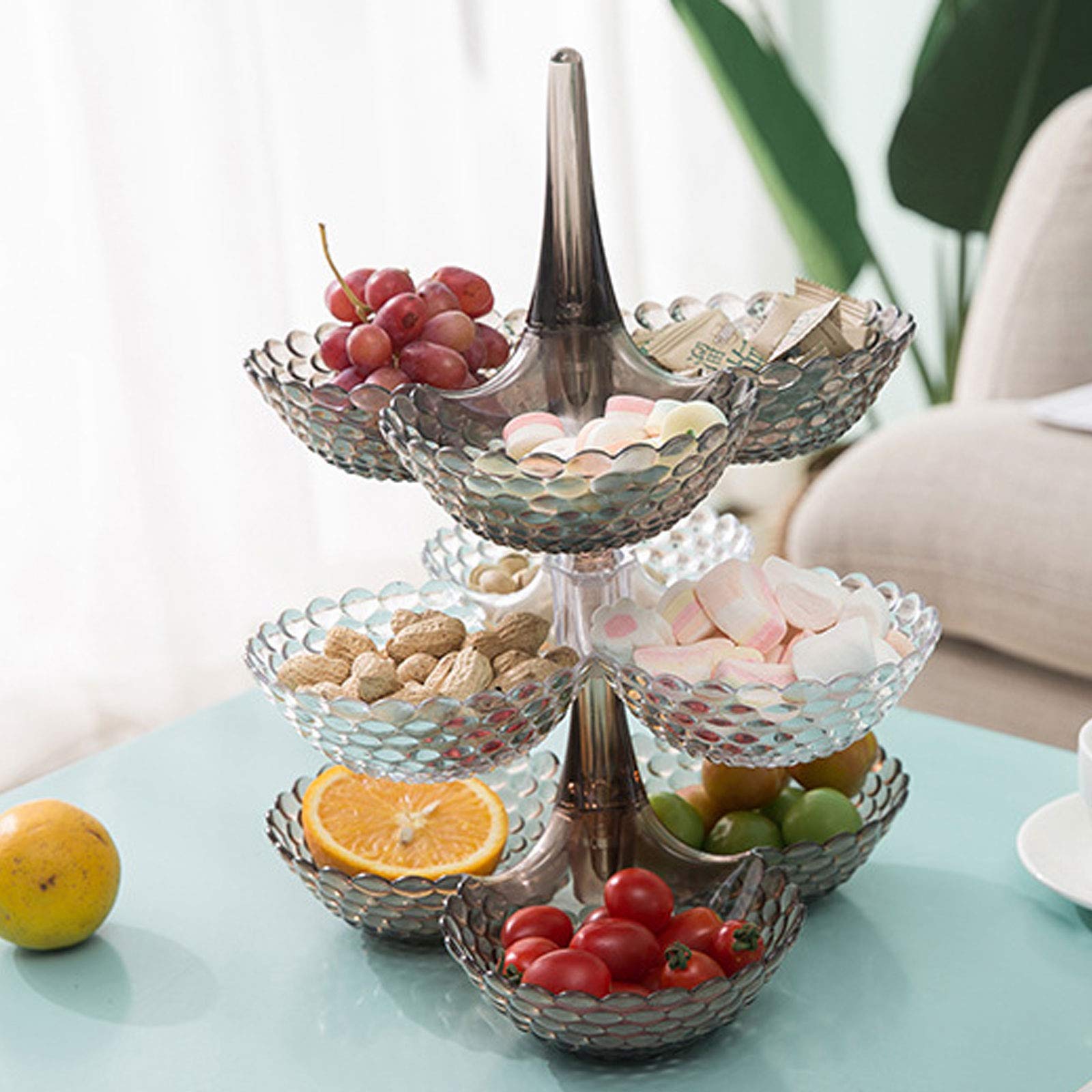Stackable 3-Tier Fruit Bowl Set - Multi-Layer Serving Tray for Fruits, Snacks, Candy & Dried Fruits - Perfect for Party Display, Kitchen Organization & Dining Table Decor