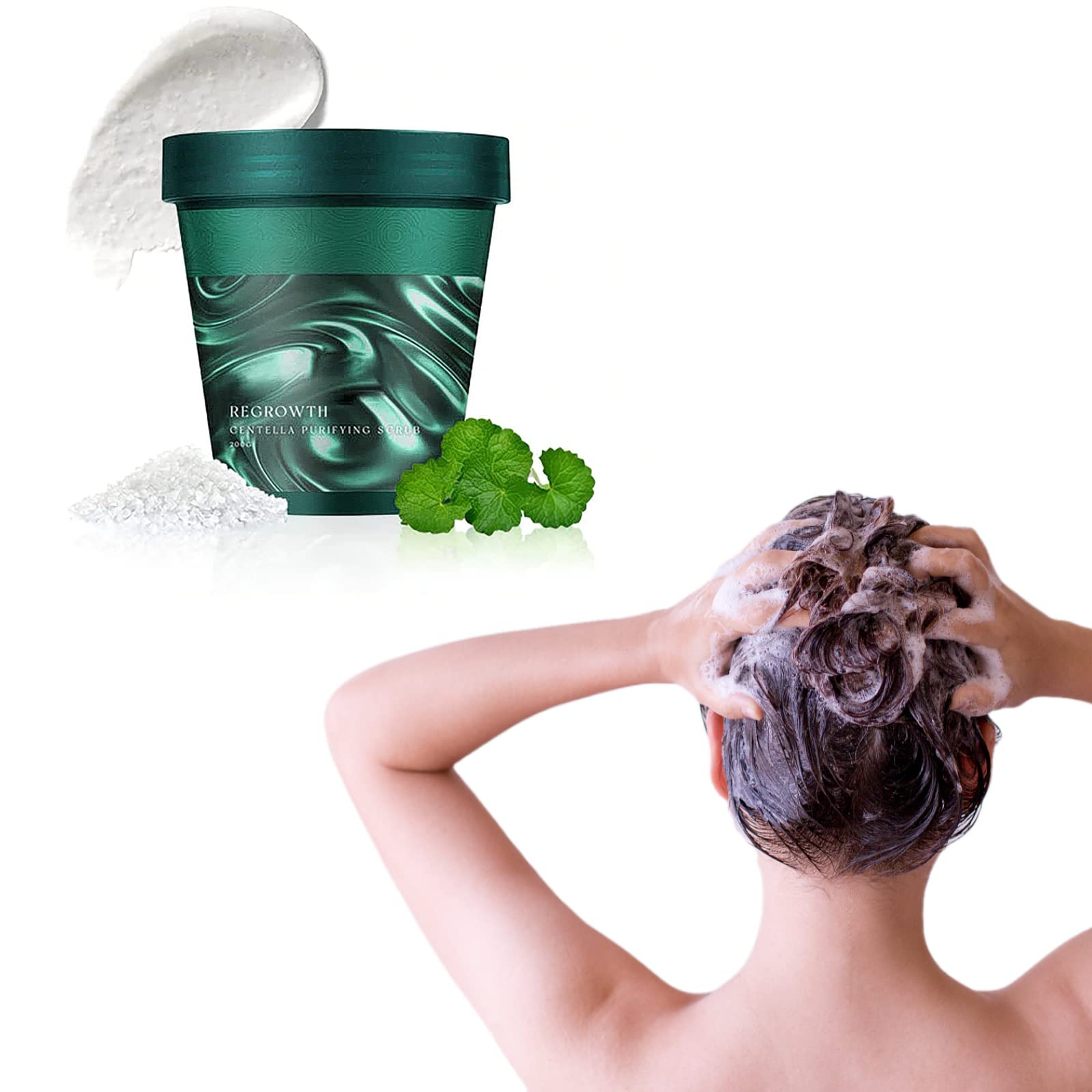 Braised Pork HariPure Regrowth Centella Purifying Scrub - Sea Salt Exfoliating Shampoo for Oily Scalp & Hair Care | Gentle Scalp Treatment with Nourishing Formula to Smooth Hair (1 Bottle) | Perfect for Daily Use & Deep Cleansing Routine