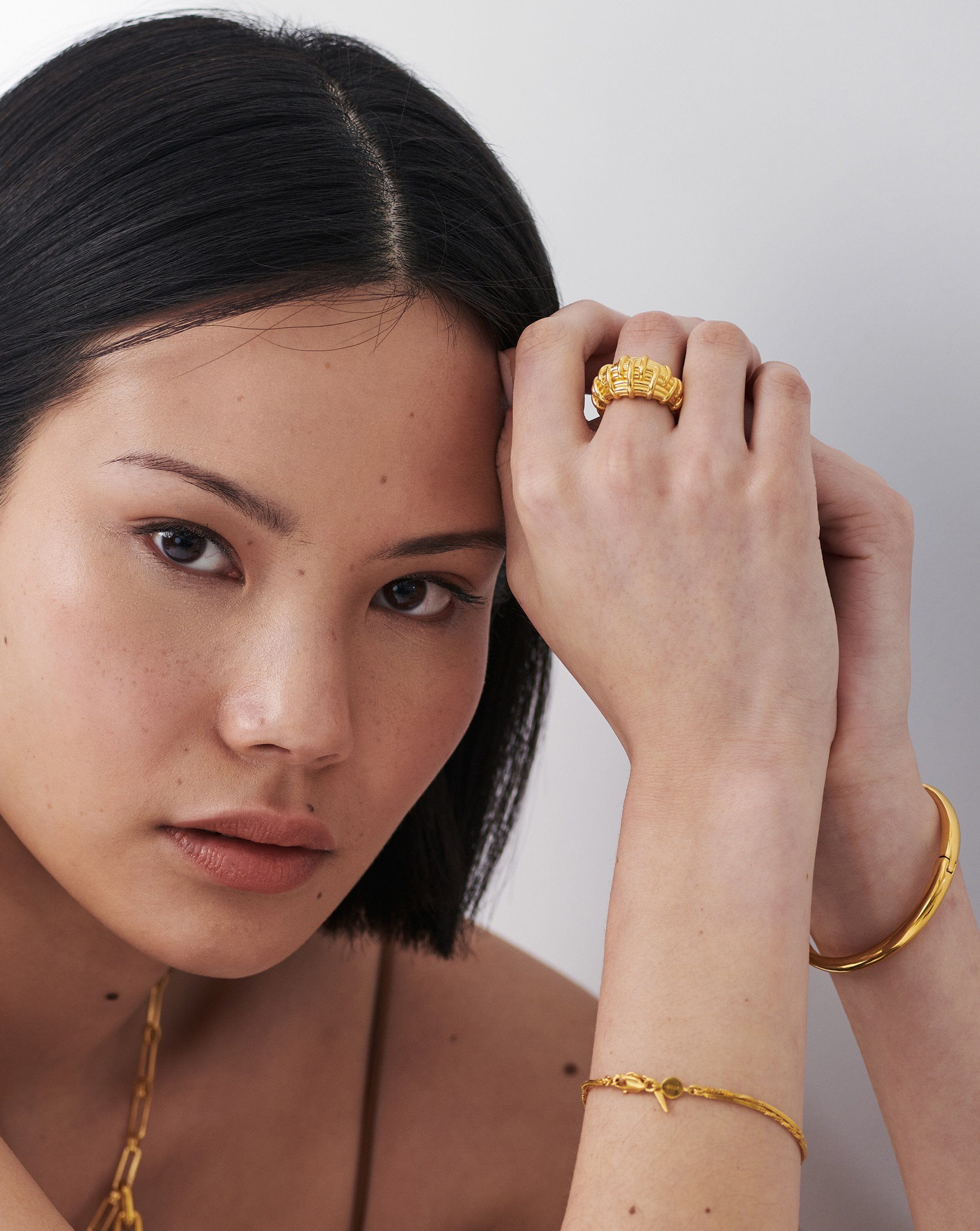 18k Gold Plated Bombe Raffia Ring - Handmade Boho Chic Statement Jewelry for Women - Perfect for Beach Weddings, Summer Parties & Boho Fashion