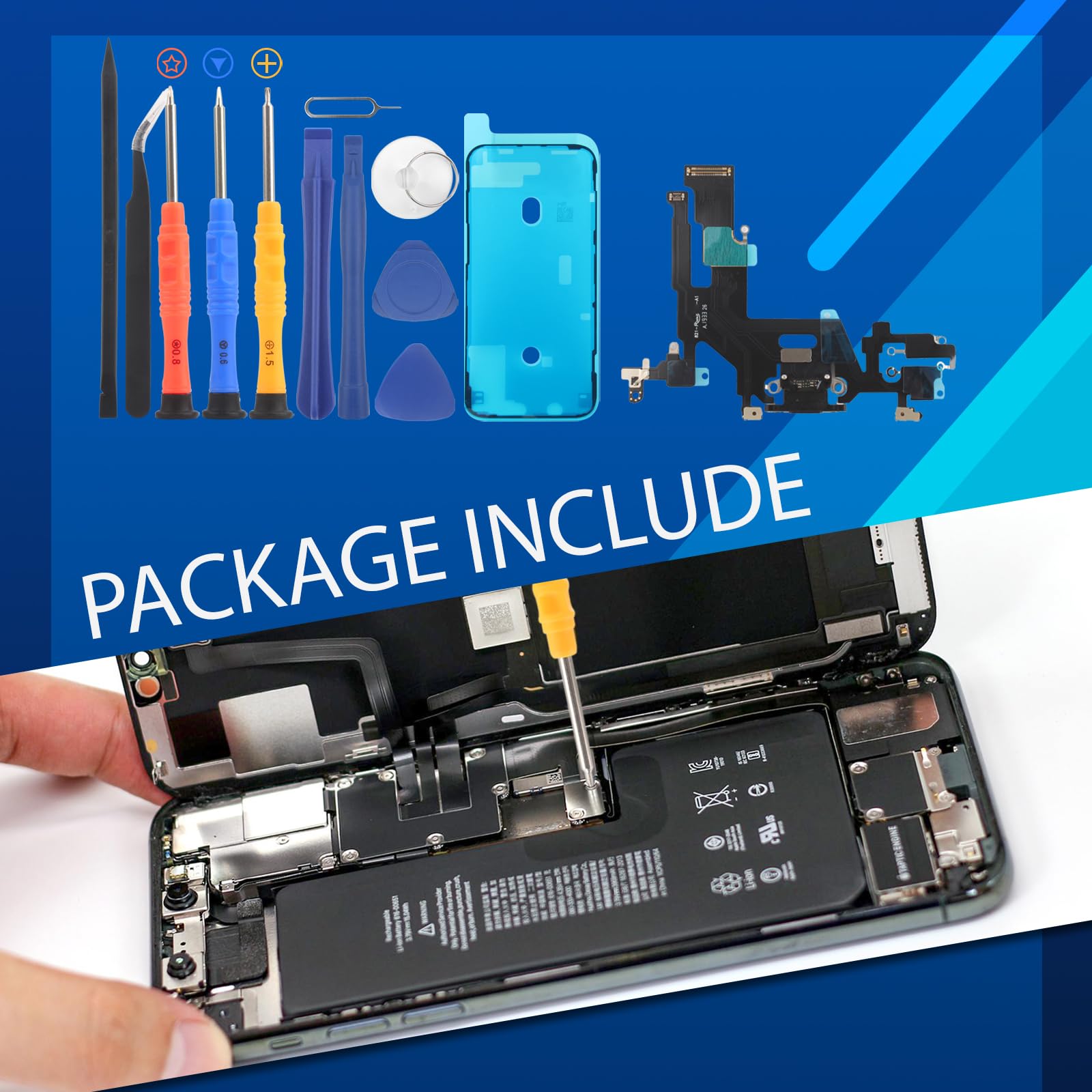 Original iPhone 11 Charging Port Replacement - USB Dock Connector Flex Cable Assembly with Repair Tools | Compatible with iPhone 11 | Fast Charging & Data Transfer | DIY Repair Solution for Home & Professional Use
