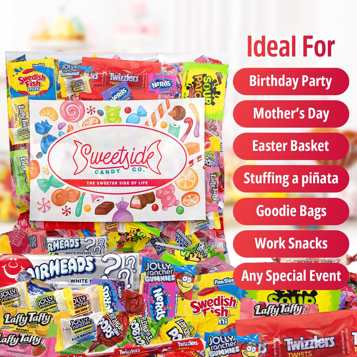Bulk Individually Wrapped Candy Variety Mix - 5lb Party Candy Assortment with Classic Sweets for Kids | Perfect for Pinata Fillers, Goodie Bags, Birthday Parties, Halloween Treats & Classroom Rewards