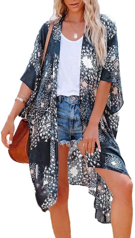 Chicallure Women's Lightweight Summer Kimono Cardigan - Beach Cover Up, Open Front Swimsuit Cover, Casual Loose Shirt for Pool, Vacation & Boho Outfits