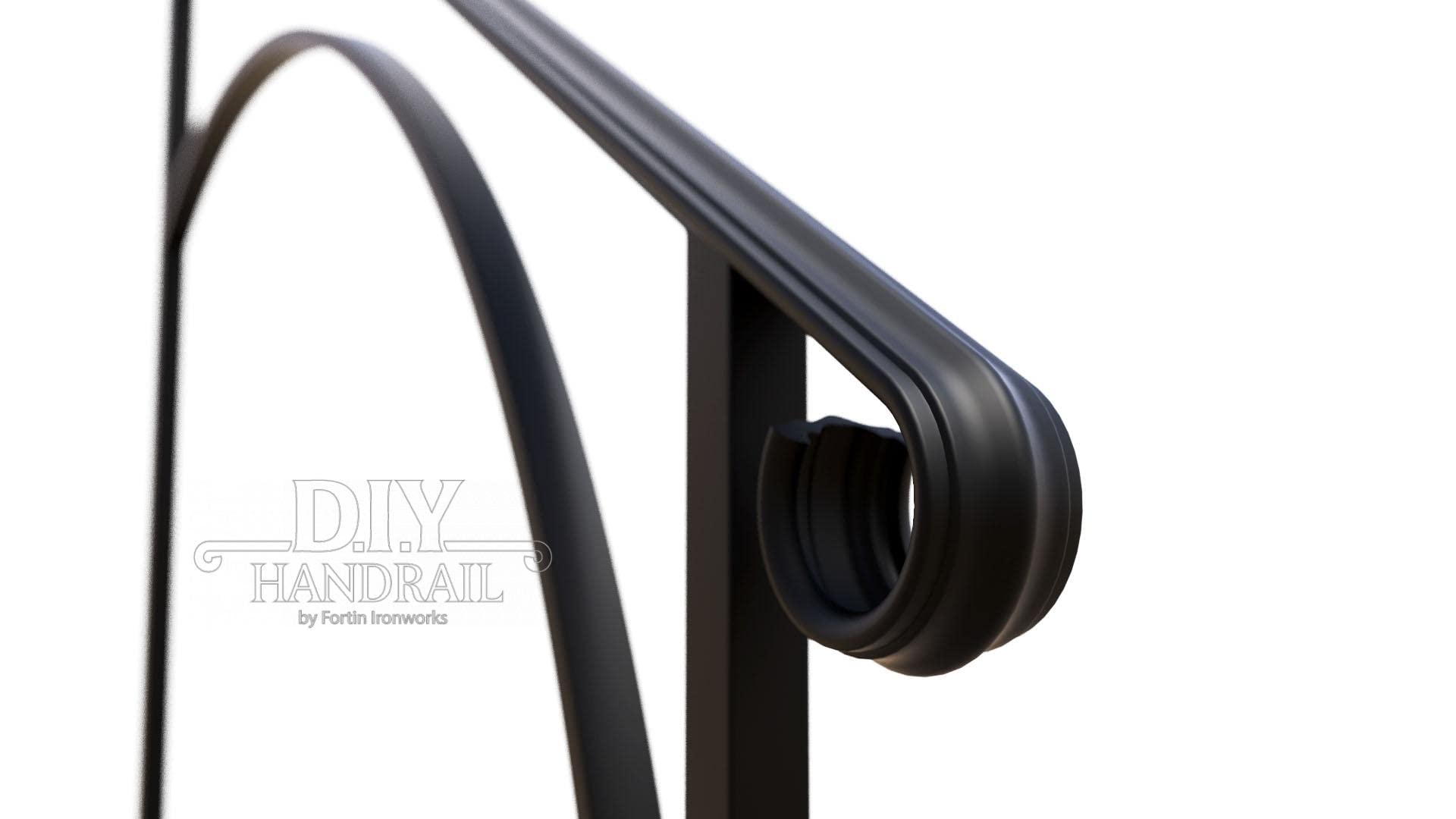 Fortin Ironworks Wrought Iron Handrails - Outdoor Stair Railing for Steps, DIY Handrail Arch #1 with Concrete Fastener Kit | Perfect for Porch Steps, Garden Stairs & Deck Safety