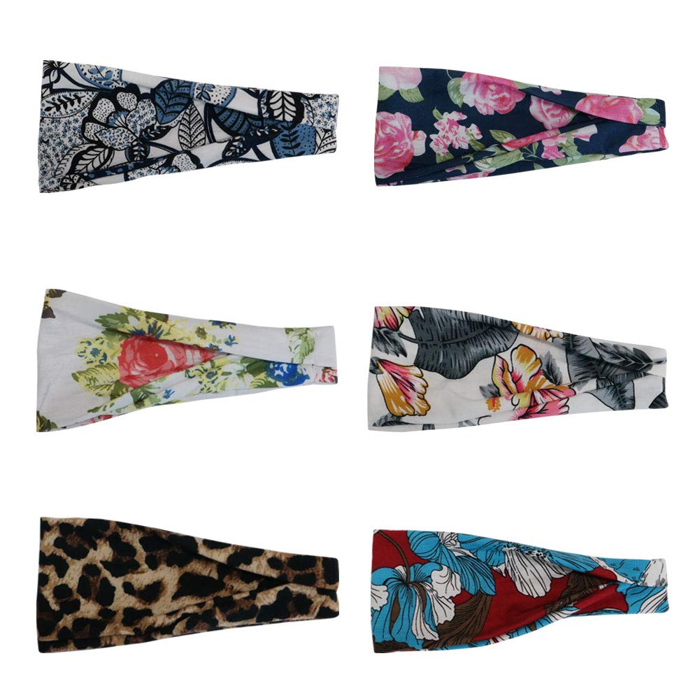 6 Pack Women's Elastic Wide Headbands - Yoga, Workout, Running & Exercise Hair Bands - Non-Slip Sports Fashion Accessories for Active Women (6pack_601) | Perfect for Gym, Yoga Class, Jogging & Daily Wear