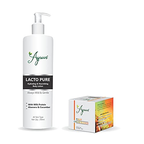 Aysun Lacto Pure Boyd Lotion & Fruit Cream Bleach (35g) 2-Pack Combo - Skin Brightening & Dark Spot Treatment for Face & Body