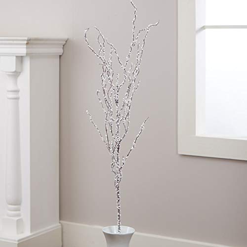 Premium White Berry Flocked Twig Spray - Artificial Winter Decor for Christmas Tree, Wreaths & Centerpieces - Bulk Wholesale for Home & Wedding Decorations