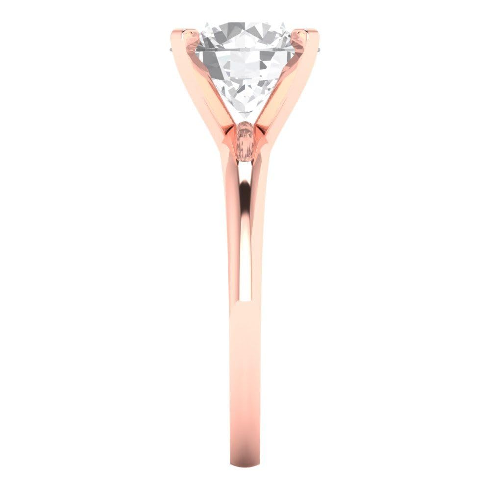 2.5 Carat Brilliant Round Cut Clear Simulated Diamond 14K Rose Gold Solitaire Ring for Engagement, Promise, Bridal & Anniversary - Perfect for Proposals, Weddings & Special Occasions