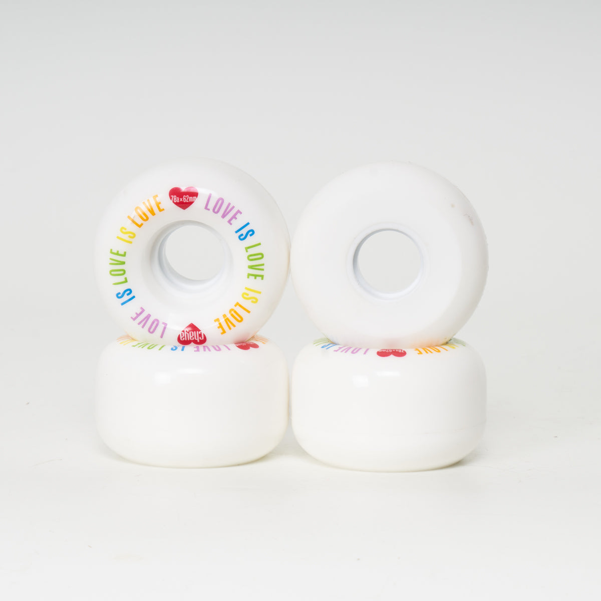 Chaya Love is Love 62mm 78a Skateboard Wheels - White - Perfect for Street Skating and Smooth Cruising