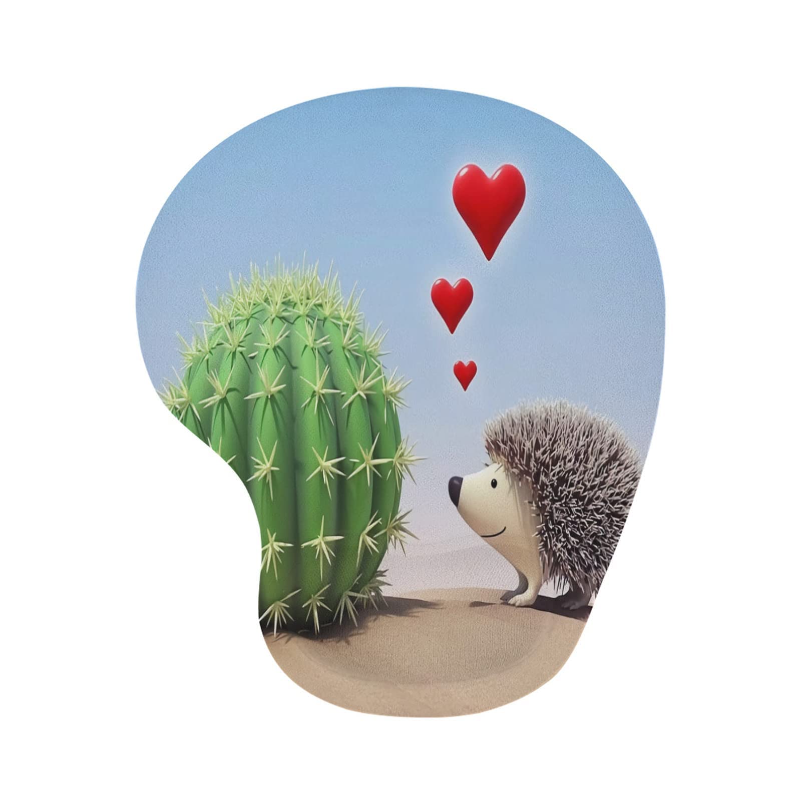 PPFINE Ergonomic Mouse Pad with Wrist Rest - Non-Slip Gaming Mousepad for Computer & Laptop - Hedgehog Animal Flower Cactus Design - Perfect for Office, Home & Gaming Setup